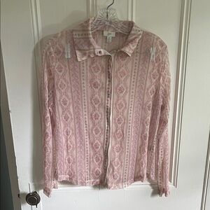 J. Jill Blush and Cream Textured Blouse
